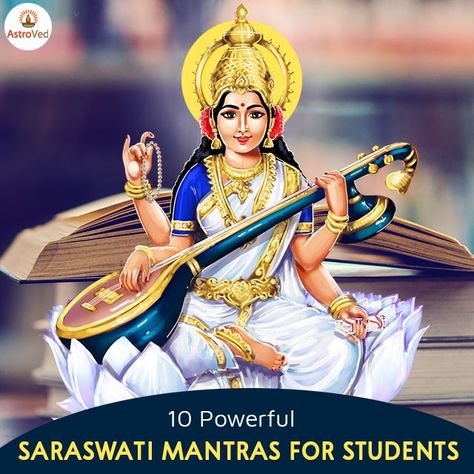 Goddess Saraswati is the Hindu goddess of knowledge and arts. She represents wisdom and consciousness. Saraswati Mantra For Student, Prayer For Students, Goddess Of Knowledge, God Painting, Goddess Saraswati, Saraswati Devi, Gayatri Mantra, Hindu Goddess, The Hindu