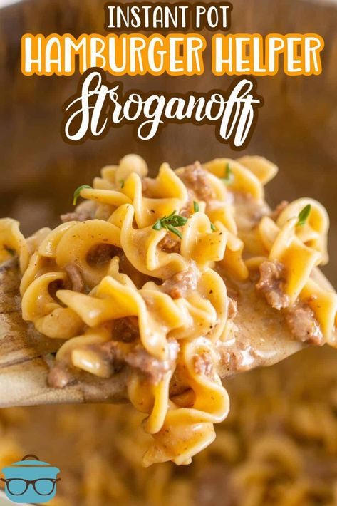 This Instant Pot Hamburger Helper Stroganoff is the homemade version of the popular box dinner mix. Still easy to make with simple and tasty ingredients! Instant Pot Hamburger Helper Stroganoff, Pressure Cooker Hamburger Helper, Instant Pot Stroganoff Ground Beef, Instant Pot Beef And Noodles, Hamburger Helper Stroganoff, Instant Pot Hamburger Helper, Hamburger Helper Beef Stroganoff, Hamburger Casseroles Recipes, Country Cook