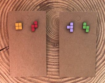 Tetris earrings | Etsy Tetris Earrings, Nerd Earrings, Geek Earrings, Video Game Jewelry, Funky Earrings, Retro Earring, Bar Studs, Hypoallergenic Earrings, Square Earrings