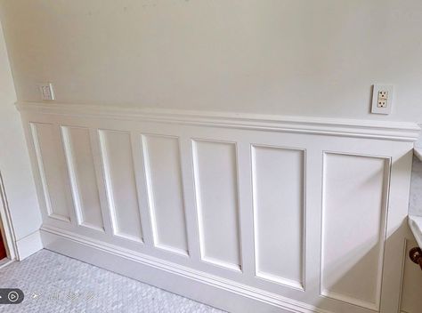 Half And Half Wall, Walls With Chair Rail, Chair Rail Dining Room, Accent Wall Molding, Dining Room Chair Rail, Two Tone Walls, Wainscoting Styles, Molded Chair, Knee Wall