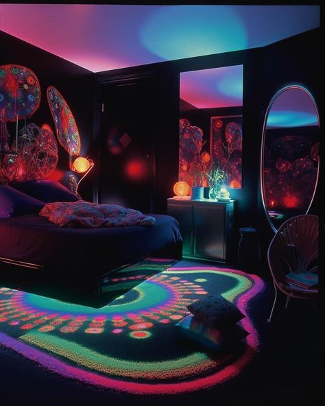 𝙳𝚘𝚖 on Twitter: "Rick James’s Los Angeles home August 1979. Yes this is a thread. Yes this is where I’m suppose to live. https://t.co/v2kgtZ5J6m" / Twitter Retro Futurism Bedroom, Trippy Bedroom Ideas, Trippy Rooms Aesthetic, Blacklight Bedroom, Trippy Rooms Bedrooms, Trippy Apartment, Goth Bedroom Aesthetic, Trippy Bedroom, Trippy House