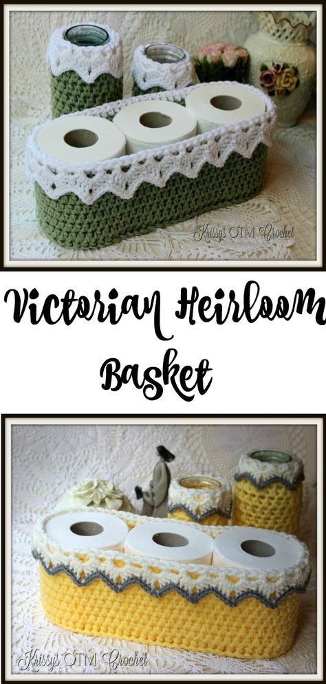 I love how easy this crochet pattern is, and the basket can be used for so many things. #crochet #crochetpattern #DIY #basket #storage #crochetlace #lace #krissysOTMcrochet Crochet For The Home, Crochet Bathroom, Double Ended Crochet, Crochet Organizer, Crochet Storage Baskets, Crochet Storage, Beginner Crochet Tutorial, Beginners Crochet, Crochet Basket Pattern