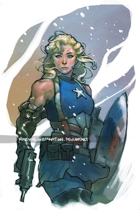 Lady Captain America by MischievousMartian Female Captain, Rule 63, Superhero Characters, Marvel Captain America, Marvel Comics Art, Marvel Women, Superhero Art, Comic Book Characters, Comic Heroes