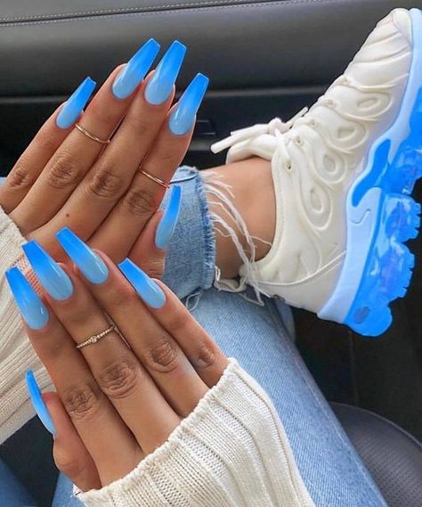 Use the eye shadows, hair accessories, nail polishes and more to slay on Halloween — then continue to slay (without looking spine-chilling) the rest of the year. Neon Blue Nails, Bright Summer Acrylic Nails, Trends Nails, Long Acrylic Nail Designs, Nails Trends, Blue Acrylic Nails, Cute Acrylic Nail Designs, Acrylic Coffin, Long Acrylic