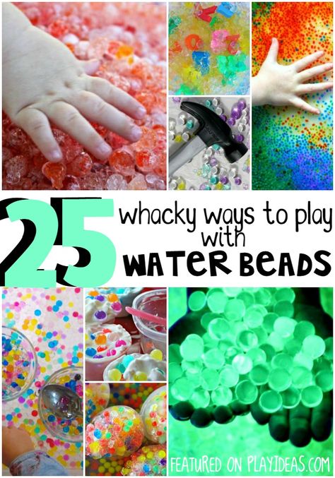 whacky ways to play with water beads Sensory Bottles, Sensory Table, Water Beads, Messy Play, Kids Sensory, Toddler Fun, Sensory Bins, Sensory Activities, Play Activities