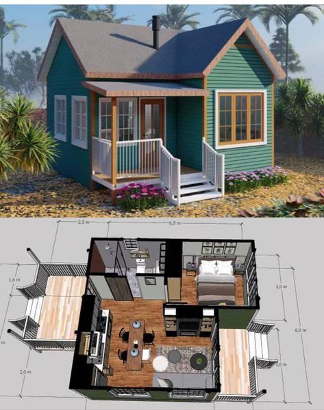 Small House Blueprints, Tiny House Cottage, Small Cottage House Plans, Small Cottage Homes, Shed To Tiny House, Modern Small House Design, Small Cottages, Tiny House Inspiration, Small House Floor Plans