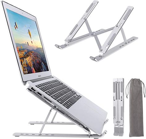 Foldable Laptop Stand, Portable Laptop Stand, Laptop Stand Aesthetic, Laptop Holder Stand, Laptop Stand Wood, Laptop Stand For Desk, Tiktok Finds, Adjustable Laptop Stand, Laptop Riser