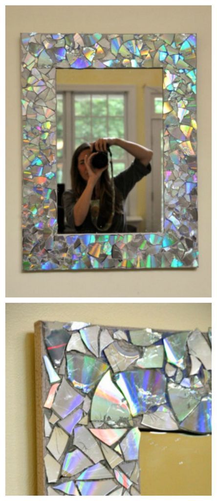 DIY mosaic mirror Diy Mosaic Projects, Mosaic Mirror Frame, Mirror Frame Diy, Diy Mosaic, Cd Crafts, Mosaic Mirror, Diy Simple, Mirror Mosaic, Mosaic Diy