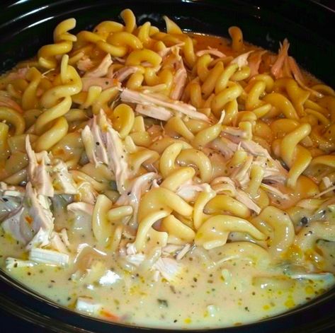 Crockpot Chicken And Noodles - Easy DIY Recipes Chicken Noodles Crock Pot, Can Chicken Broth, Lasagne Soup, Chicken And Egg Noodles, Crockpot Chicken And Noodles, Chicken And Noodles, Can Chicken, Chicken Noodles, Stick Butter