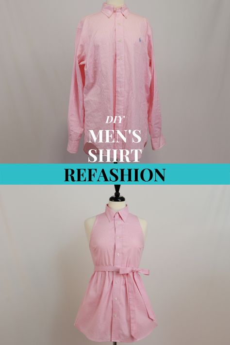 Upcycling Mens Dress Shirts, Men’s Shirt Refashion, Mens Shirt Into Dress, Refashion Mens Shirt, Upcycle Mens Dress Shirt For Women, Mens Shirt To Dress, Upcycle Mens Dress Shirt, Mens Shirt Refashion Dress, Refashion Clothes Upcycling