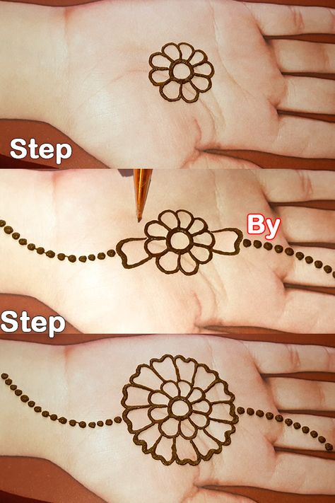 easy mehndi design tutorial step by step Easy Mehendi Designs Step By Step, Henna Tutorial Step By Step, Beginner Henna Designs Step By Step, Henna Step By Step, Easy And Beautiful Mehndi Designs, Diy Henna Designs, Mehndi Designs For Hands Simple, How To Do Henna, Basic Henna