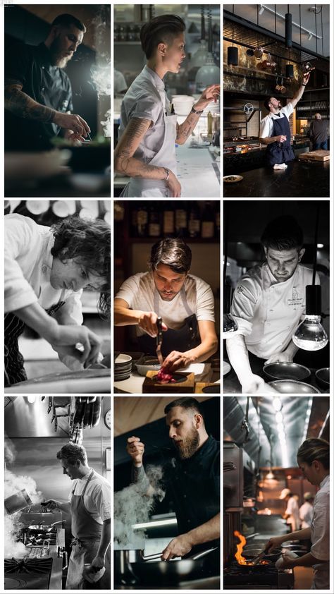 Chefs Table Photography, Restaurant Lifestyle Photoshoot, Chef Headshots Portraits, Chef Instagram Feed, Restaurant Owner Photography, Chef Pictures Photo Ideas, Cooking Portrait, Man Cooking Aesthetic, Catering Photoshoot