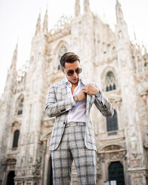 Blake Scott for Transitions Lenses | Sunglasses & Glasses | Socialyte Strategy Blake Scott, Plaid Suit Men, Suit Fashion Men's, Checkered Suit, Grey Suits, Stylish Mens Suits, Men's Business Outfits, Best Suit, Funky Shirts