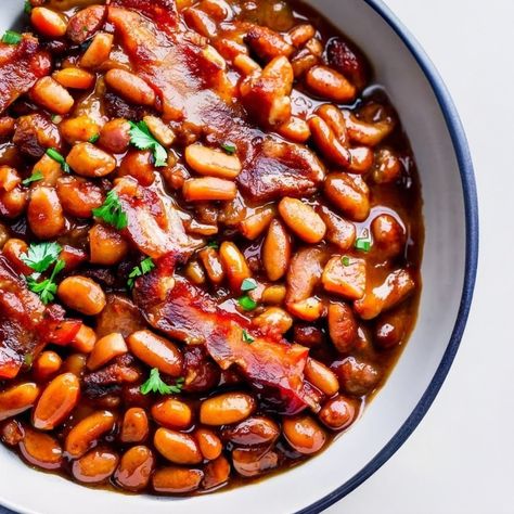 Smoky Bacon Baked Beans Recipe - Instacart Bacon Baked Beans, Bacon Beans, Baked Beans With Bacon, Baked Beans Recipe, Potluck Dinner, Baked Bean Recipes, Florida Gardening, Beans Recipe, Baked Beans