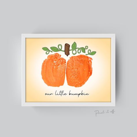 Bum Print Art Baby, Baby Thanksgiving Crafts, Thanksgiving Baby Crafts, Baby Pumpkin, Baby Art Projects, Footprint Crafts, Baby Keepsakes, Halloween Arts And Crafts, Diy Bebe