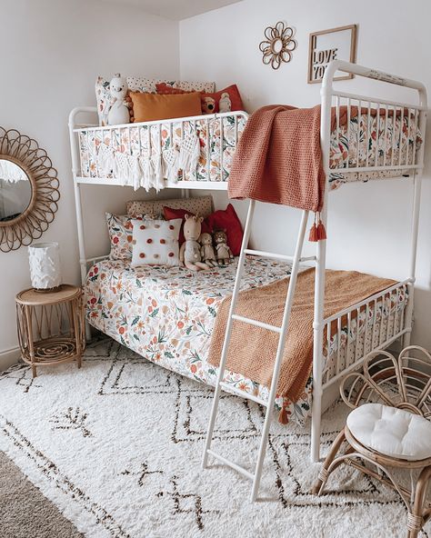 Bunk bed. Twins bedroom. Target girls decor. Rattan girls room. Pillowfort decor. Girls Room Twin Bedding, Sister Room Bunk Bed, Twin Bedroom Bunk Beds, Boho Bedding Target, Sister Sharing Bedroom Ideas, Bedroom Ideas For 2 Sisters Bunk Beds, Boho Room With Bunk Beds, Twin Bed Boho Bedroom, Pillowfort In The Garden