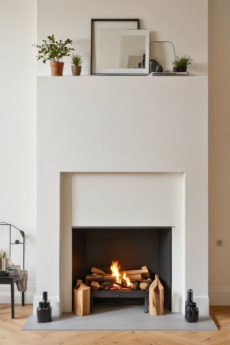 40 Minimalist Living Room Ideas for 2024 – The Crafty Hacks Electric Fireplace Minimalist, No Fireplace Living Room, Scandi Fireplace, Narrow Fireplace, Minimal Fireplace, Fireplace Interior, Contemporary Fireplace Designs, Minimalist Fireplace, Minimalist Living Room Ideas