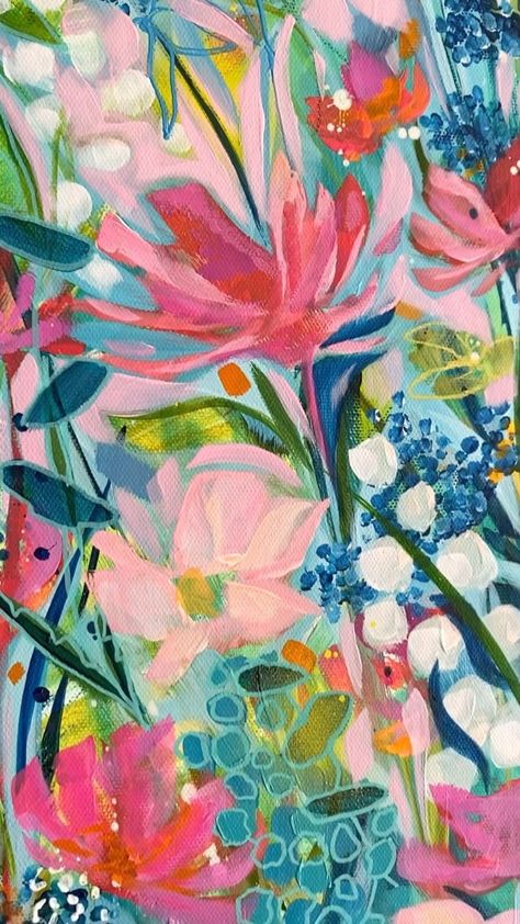 Flower Painting Abstract, Floral Pictures, Flowers On Canvas, Flowers Abstract, Green Flower Painting, Flower Abstract Painting, Abstract Flowers Painting, Abstract Art Flowers, Wildflowers Painting