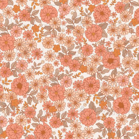 Seamless Wallpaper, Fall Patterns, Unique Fabric, Macbook Wallpaper, Peach Orange, Free Graphics, Digital Flowers, Seamless Pattern Vector, Coral Orange