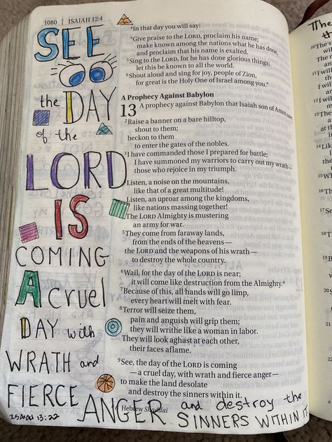 Bible journaling Isaiah 13:9 Isaiah 13, Isaiah Bible, Aesthetic Bible, Journaling Bible, Old Street, Bible Journal, Gods Grace, Bible Journaling, Bible Study