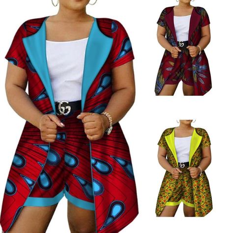 African Clothing For Women Top-Shorts Set  Dashiki Cotton Wax Print For Ladies Ankara Short And Top For Ladies, Kitenge Designs, Traditional African Clothing, African Print Clothing, Afrikaanse Mode, African Fashion Ankara, African Shirts, African Fashion Modern, African Fashion Women Clothing