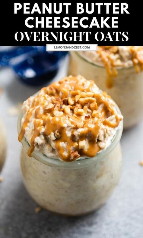 Mornings that start with peanut butter are always the best. These Peanut Butter Cheesecake Overnight Oats are a perfect ready to go breakfast that you will look forward to waking up to. Whether it’s a slow morning or one you have to jam a hundred things into, this simple, make ahead oatmeal will be perfect all summer long! #NationalPeanutBoard #HowDoYouPB #overnightoats Healthy Meal Prep Recipes Dinner, Peanut Butter Cheesecake Overnight Oats, Make Ahead Overnight Oats, Overnight Oats Recipe Cheesecake, Overnight Oats With Cheesecake Pudding, Peanut Butter Powder Overnight Oats, Butterscotch Overnight Oats, Overnight Oats Cheesecake Jello, Peanut Butter Over Night Oats