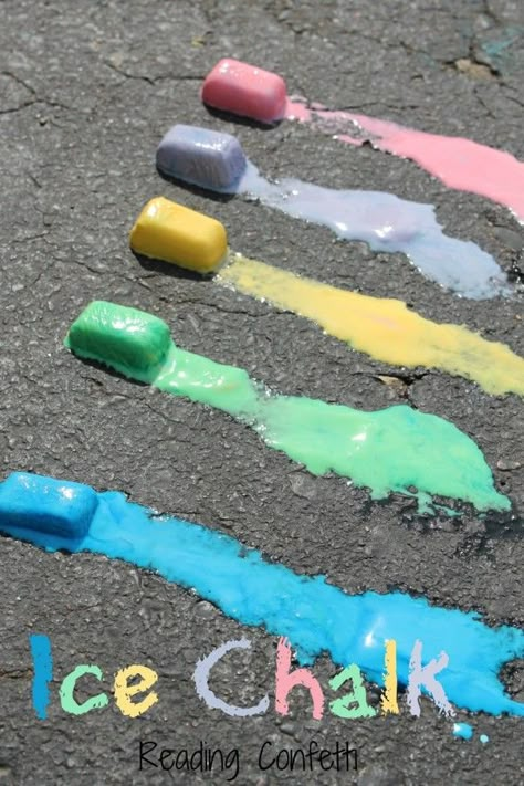 Fun summer activities for kids - including how to make ice chalk! Ice Chalk, Summer Boredom Busters, Summer Boredom, Science Activity, Fun Summer Activities, Summer Crafts For Kids, E Mc2, Crafty Kids, Camping Activities