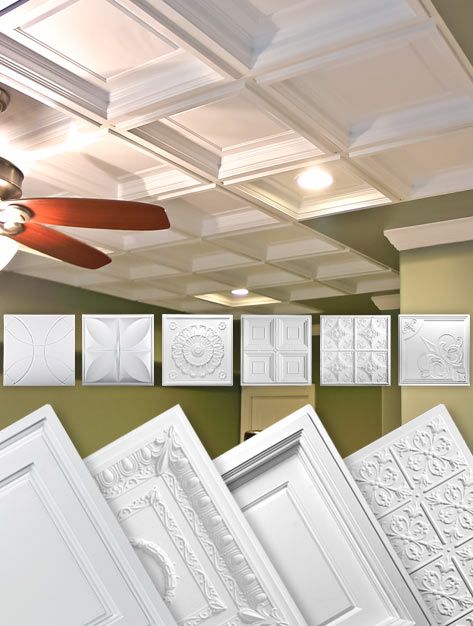 Decorative Drop Ceiling Ideas, Suspended Ceiling Tiles Ideas, Lay In Ceiling Tiles, Surface Mount Ceiling Tiles, Foam Ceiling Tiles Ideas, Vinyl Ceiling Tiles, Ceilume Ceiling Tiles, White Metal Ceiling Ideas, Basement Ceiling Tiles Makeover