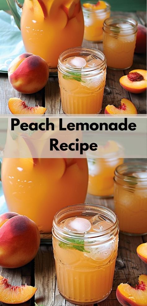 Need a new drink recipe easy to make? Our Peach Lemonade Recipe is perfect! Fresh peaches and lemonade combine to make this refreshing and delicious drink." Peach Lemonade Recipe, Fresh Peach Recipes, Mint Drink, Perfect Summer Drink, Peach Lemonade, Drink Recipes Nonalcoholic, Lemonade Drinks, Lemonade Recipe, Refreshing Drinks Recipes