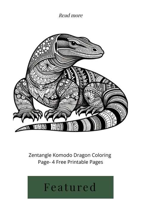 Zentangle Komodo Dragon Coloring Page- 4 Free Printable Pages Komodo Dragon Coloring Pages, Komodo Dragon Illustration, Komodo Illustration, Komodo Dragon Tattoo, Komodo Dragon Drawing, Komodo Art, Sharpie Drawings, Dragon Coloring, Dragon Coloring Page