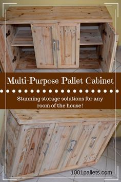 Pallet Pantry, Pallet Cabinets, Pallet Wardrobe, Diy Sideboard, Pallet Cabinet, Pallet Storage, Entryway Cabinet, 1001 Pallets, Pallet House