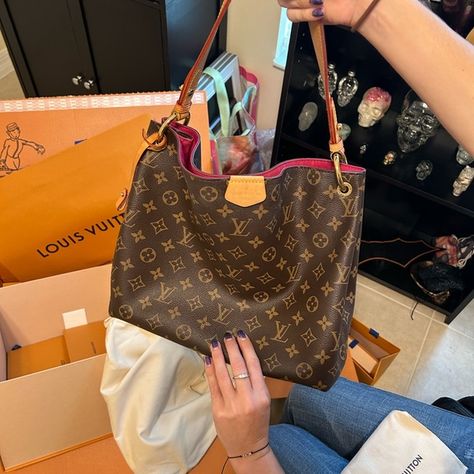 Louis Vuitton graceful handbag Louis Vuitton Graceful, Lv Handbag, Crop Blazer, Outdoor Research, Burberry Jacket, Lv Handbags, Bag Brand, Garment Bags, Vuitton Handbags