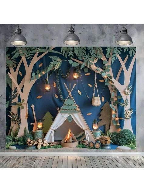 Camping Backdrop, Photo Booth Background, Banner Photo, Backdrop Photography, Camping Decor, Elementary Art Projects, Camping Theme, Booth Props, Party Photo Booth