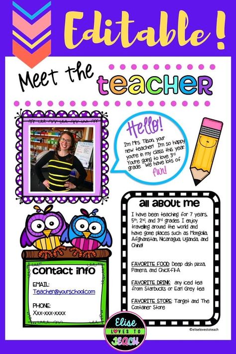 Meet The Teacher Letter Template Teacher Bio Template, Teacher Bio, Unicorn Academy, Childcare Teacher, Biography Template, Bio Template, Newsletter Ideas, Meet The Teacher Template, School Elementary