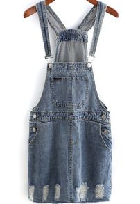 Blue Strap Vintage Ripped Denim Dress Loose Denim Dress, Återvinna Jeans, Denim Pinafore Dress, Denim Jumper Dress, Look Grunge, Denim Pinafore, Denim Jumper, Denim Ideas, Denim Overall Dress