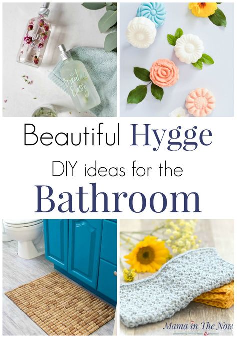 Live a hygge lifestyle. These hygge DIY ideas for the bathroom are sure to add coziness and comfort. Hygge home decor ideas for the bathroom. Home decorations and DIY crafts for the bathroom. #Hygge #BathroomDIY #HomeDecorDIY #HyggeBathroom #MamaintheNow #BathroomDecorations Hygge Bathroom Ideas, Hygge Bathroom, Hygge Diy, Hygge Living, Bathroom Decorations, Hygge Life, Hygge Style, Pretty Storage, Hygge Lifestyle