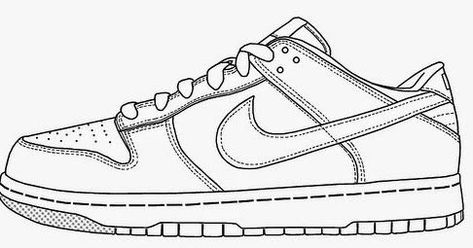 Nike Shoes Coloring Page Kids Coloring Van Drawing, Cute Running Shoes, Shoe Template, Sneakers Drawing, Air Force One Shoes, Shoe Sketches, Nike Free Runners, Oufits Casual, Shoes Drawing