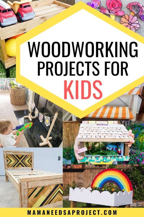 Grab this list of beginner woodworking projects to build for your kids! Simple tutorials and woodworking plans will guide you through woodworking projects for kids. Happy building! Oppgaver For Barn, Kids Woodworking Projects, Wood Projects For Kids, Hobbies For Kids, Woodworking Projects For Kids, Woodworking For Kids, Diy Simple, Have Inspiration, Diy Holz