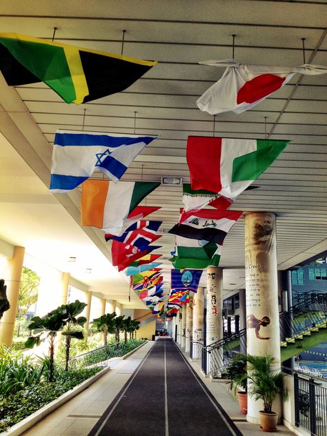 Flags of countries in Singapore sports school Flags Of The World, Places Around The World, Wind Sock, Singapore, Around The Worlds, Favorite Places, Flag, Sports, Outdoor Decor