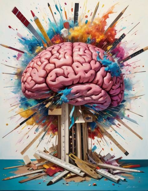 Creative Explosion of the Mind stock image Brain Explosion, Vector Banner, Creative Ads, The Mind, Brain, Concept Art, Stock Images, Mindfulness, Color