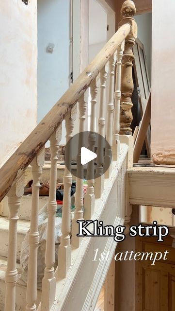 Ella on Instagram: "Now I’m not saying I regret the decision to strip the stairs, but I’m also not sure if I want to strip the remaining 7 newel posts I’ve got to go 😅 

I’m definitely going to do all the bannisters as these have less detail on, the posts were very fiddly 🤯  I also didn’t put it on thick enough in areas but you learn! I can’t wait to see it neutralised and oiled and finally given the care it deserves.
.
.
.
.
#homerenovation #homerestoration#renovatingwithkids #klingstrip #staircasestripping #bannisterstripping #woodenstairs #woodenstaircase #myhomediy #myvictorianhome #victoriandiy" I Regret, Newel Posts, Wooden Staircases, Wooden Stairs, Home Renovation, See It, I Want, Stairs, On Instagram