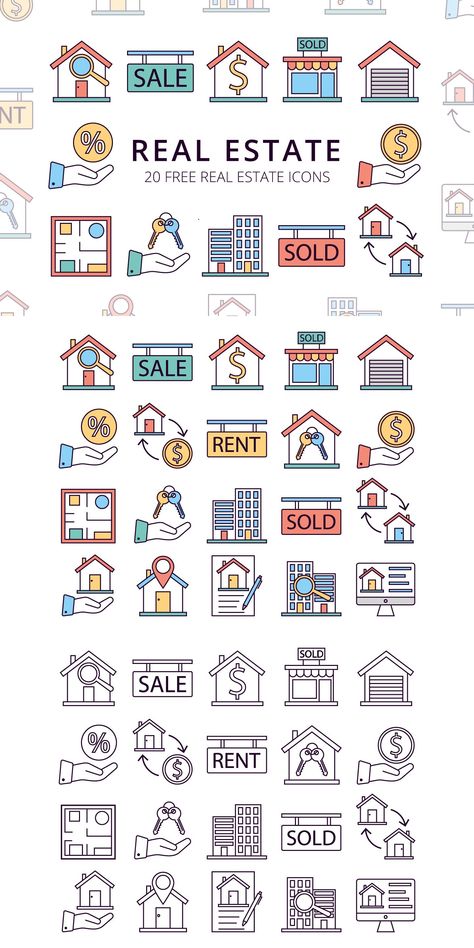 Real Estate Free Vector Icons Set Real Estate Vector, Linkedin Content, Real Estate Contract, Tree Photoshop, Real Estate Icons, Shoes Inspiration, Free Icon Set, Money Moves, Create A Website