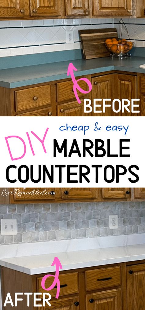 How To Make Countertops Look Like Marble, Cheap Ways To Update Countertops, Painting Laminate Countertops To Look Like Marble, Diy Redo Countertops, Kitchen Countertop Remodel Diy, How To Upgrade Kitchen Countertops, Giani Marble Countertop Paint, Wallpaper Countertop Diy, Diy Countertop Makeover Kitchen Counters