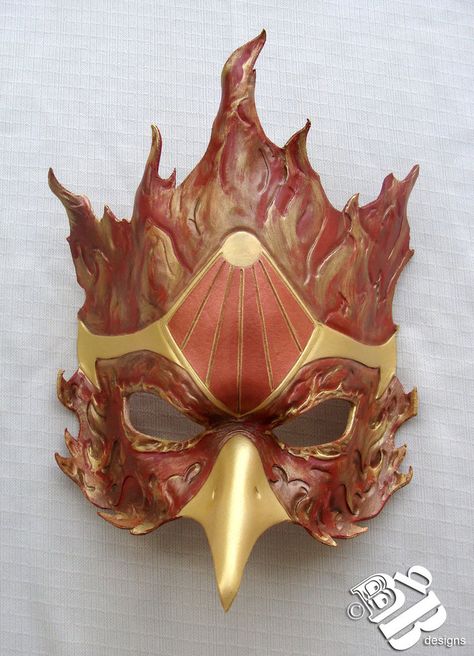 leather masks | Fire Phoenix Leather Mask by ~senorwong on deviantART The Seven Archons, Mythical Birds, Creation Myth, Bird Masks, Tattoo Photography, Mask Masquerade, Leather Mask, Masks Art, Carnival Masks