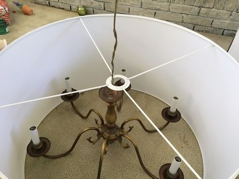 Revamp Old Chandelier, Diy Drum Shade Chandelier, Diy Drum Chandelier, Painting Chandeliers Chandelier Makeover, Chandelier Diy Makeover, Wireless Chandelier Diy, Updating A Chandelier, Chandelier Shades Makeover, Update Chandelier Diy