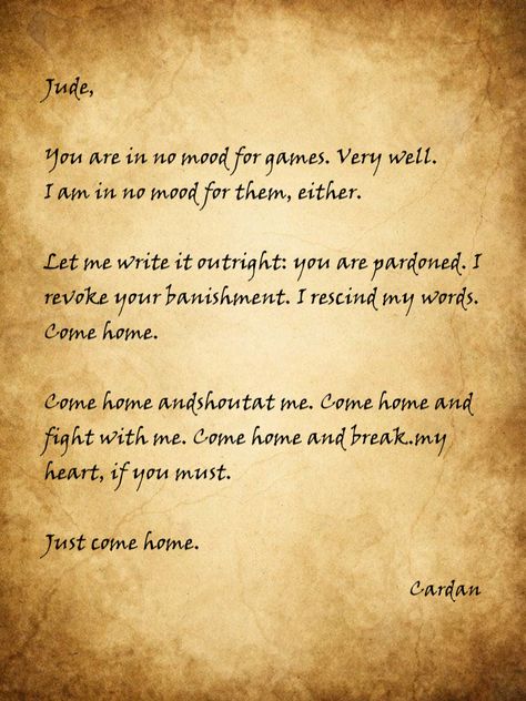 Cardan’s letter for Jude - The Folk of the Air) Cardan’s Letters, Cardan Letters To Jude, Cardans Letters To Jude, Air Quotes, The Folk Of The Air, Jude Duarte, Folk Of The Air, Prince Art, S Letter