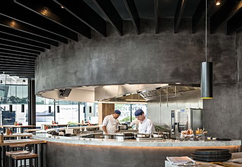 Restaurants Archives - Clayworks Brewery Interior, Polished Cement, Concrete Bar, Restaurant Design Inspiration, Clay Plaster, Polished Plaster, Plaster Ceiling, Curved Bar, Clay Wall