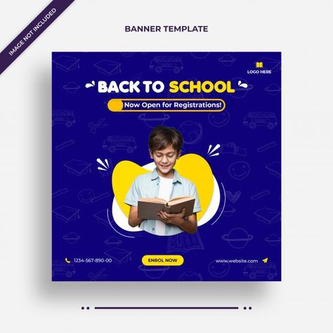 Minimal back to school social media post... | Premium Psd #Freepik #psd #banner #school #template #social-media School Social Media Post, Brand Marketing Design, School Social Media, Banner School, Media Kit Design, Kids Social Media, Education Banner, Typographic Logo Design, Facebook Design