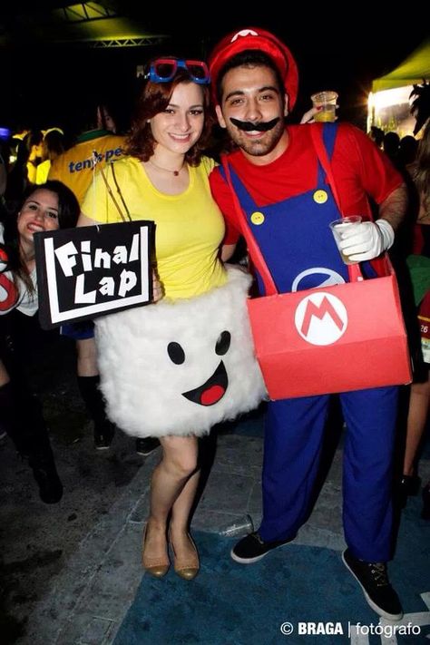 150+ Couples Halloween Costumes to make you both look like the Superstars of the party - Hike n Dip Mariokart Halloween Costume, Final Lap Mario Kart, Final Lap Costume, Final Lap Costume Mario Kart Diy, Creative Couple Halloween Costumes, Sully And Boo Costume, Couple Halloween Costumes Ideas, Netflix And Chill Costumes, Fairly Odd Parents Costume