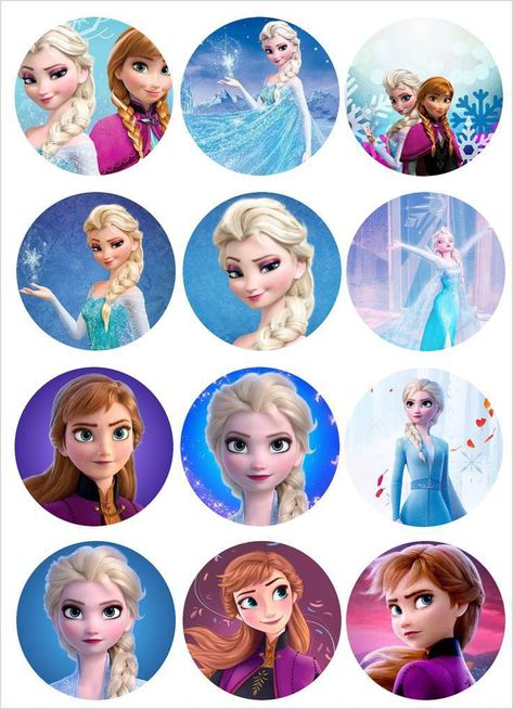 Diy Cake Topper Printable, Frozen Cupcake Toppers, Moana Bebe, Frozen Cupcakes, Birthday Return Gifts, Frozen Themed Birthday Party, Birthday Cake Topper Printable, Frozen Disney Movie, Diy Cake Topper